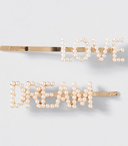 Kids Love and Dream Pearl Hair Clips 2 Pack