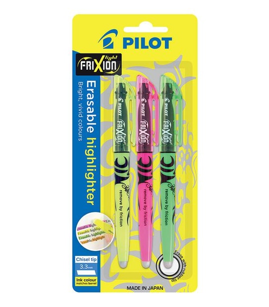 3 Pack Pilot Frixion Erasable Highlighters