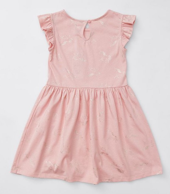 Short Sleeve Unicorn Dress - Pink 