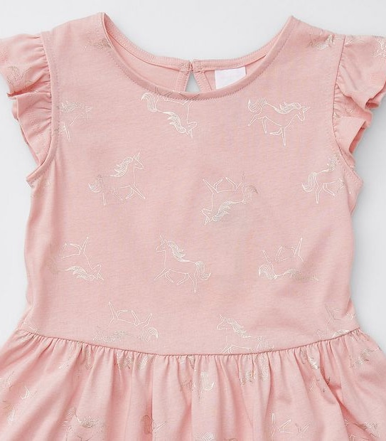 Short Sleeve Unicorn Dress - Pink 