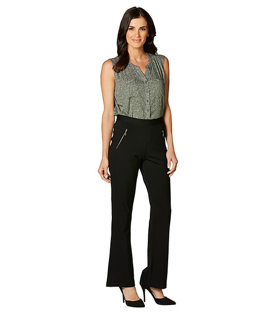 Pull-On Ponte Bootleg Pants - Black