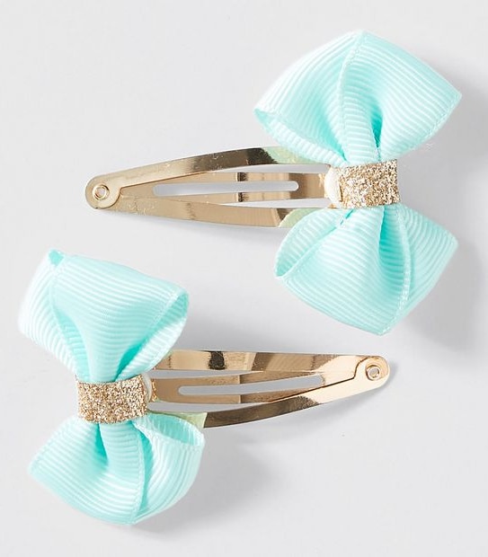 Kids Mint Sleepy Bow Hair Clips 2 Pack