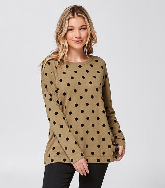 Oversized Boatneck Jumper - Brown/Black Spot