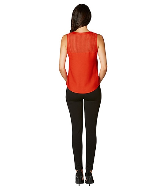 Mesh Back Sleeveless Top - Poppy Red