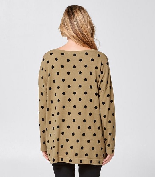 Oversized Boatneck Jumper - Brown/Black Spot