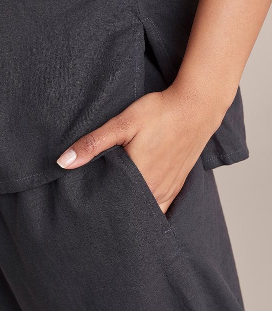 Linen Blend 7/8 Pant and Shirt Sleep Pyjama Set