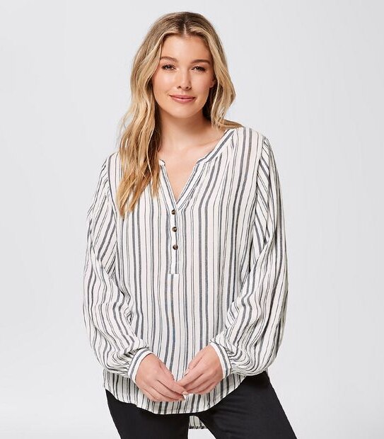 Overhead Peasant Blouse Navy Blue/White Stripe Target Australia