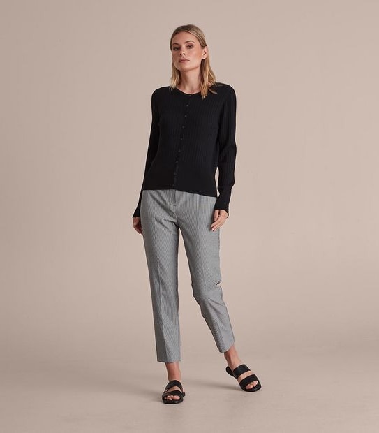 Preview Long Sleeve Crew Neck Rib Cardigan