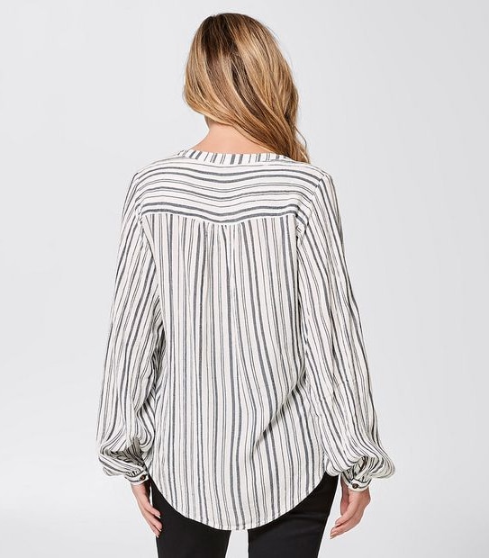 Overhead Peasant Blouse - Navy Blue/White Stripe 3 of 4