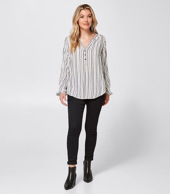 Overhead Peasant Blouse - Navy Blue/White Stripe 4 of 4