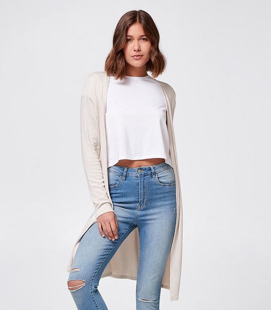 Lily Loves Cut and Sew Longline Cardigan - Oatmeal Brown