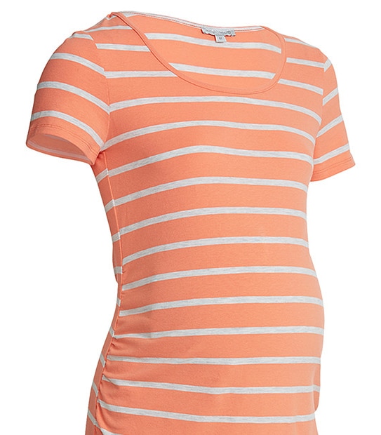 Maternity Bodycon Dress - Salmon / Grey 4 of 4