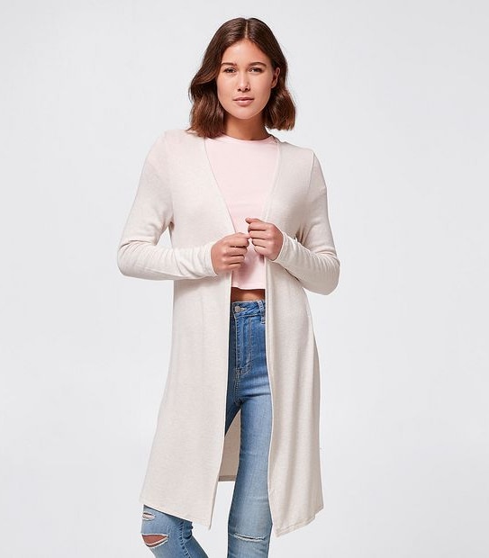 Lily Loves Cut and Sew Longline Cardigan - Oatmeal Brown