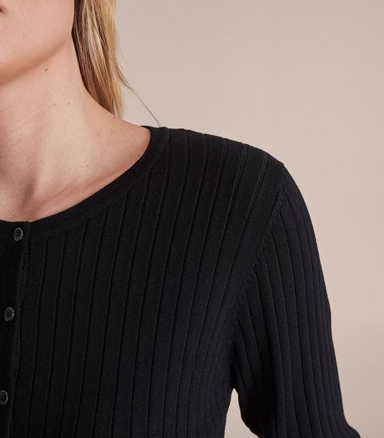 Preview Long Sleeve Crew Neck Rib Cardigan