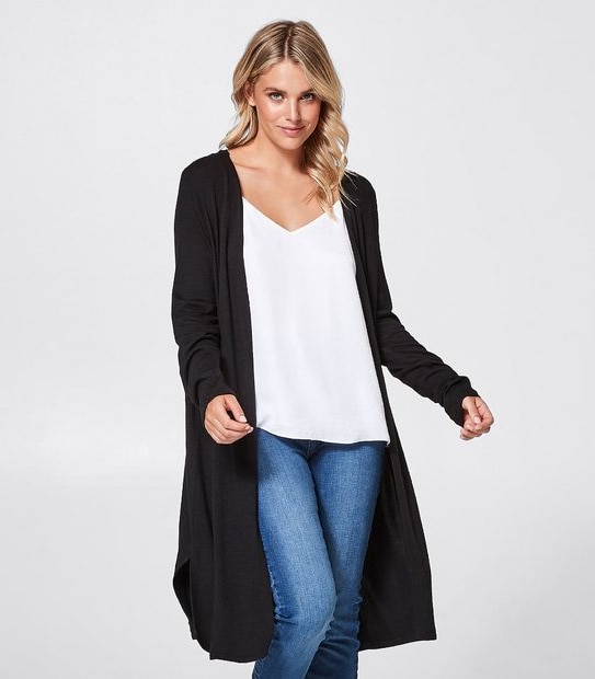 Lily Loves Cut and Sew Longline Cardigan - Black