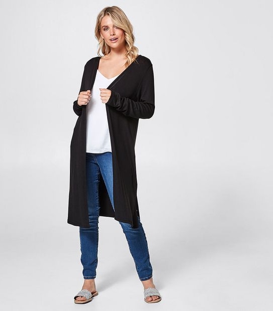 Lily Loves Cut and Sew Longline Cardigan - Black