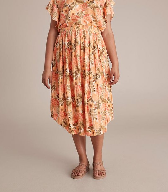 Curve Shirred Waist Maxi Skirt