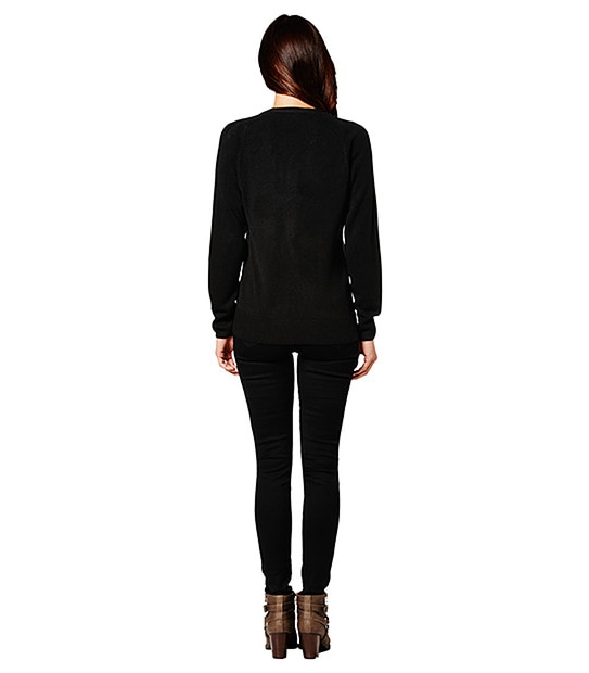 Cashmere Feel V-Neck Cardigan - Black