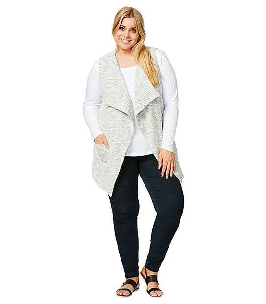Belle Curve Textured Vest - Grey