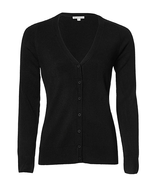 Cashmere Feel V-Neck Cardigan - Black