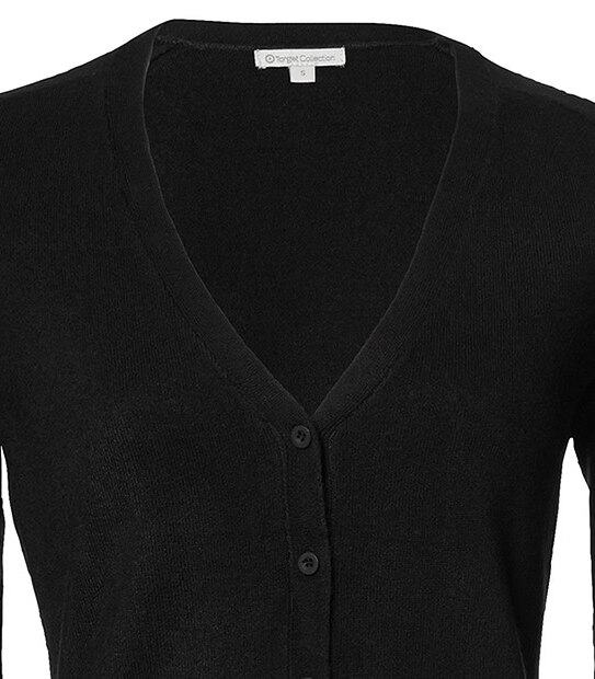 Cashmere Feel V-Neck Cardigan - Black