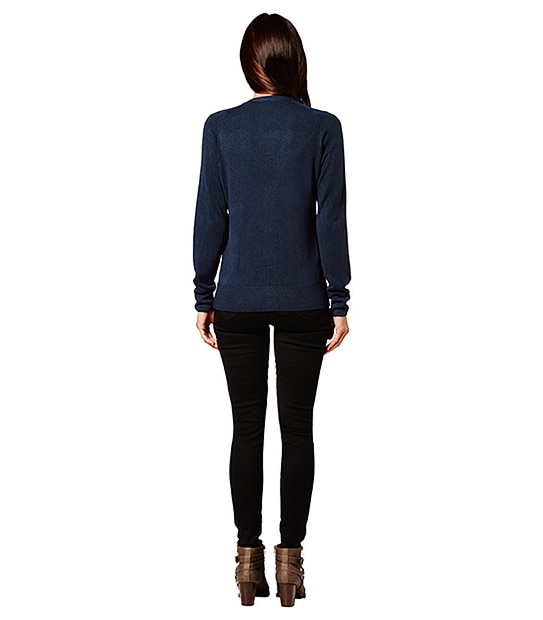 Cashmere Feel V-Neck Cardigan - Navy