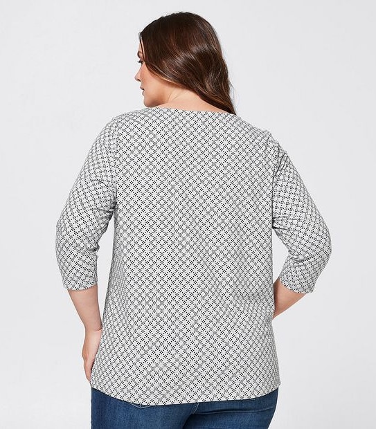 Belle Curve Boat Neck Top - Grey/Black Spot