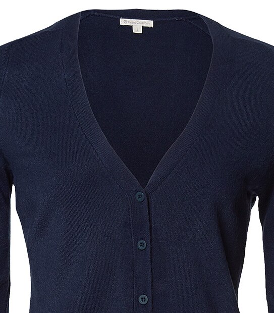 Cashmere Feel V-Neck Cardigan - Navy