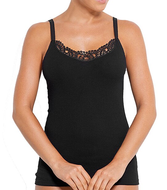 Black Guipure Rib Singlet