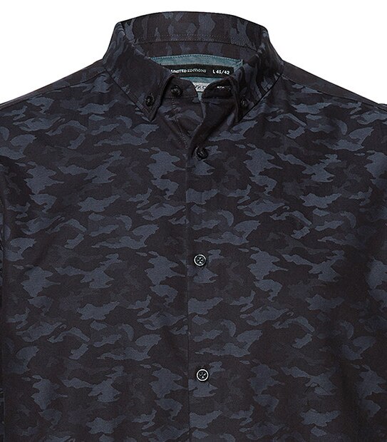 Jacquard Military Shirt - Black Camo