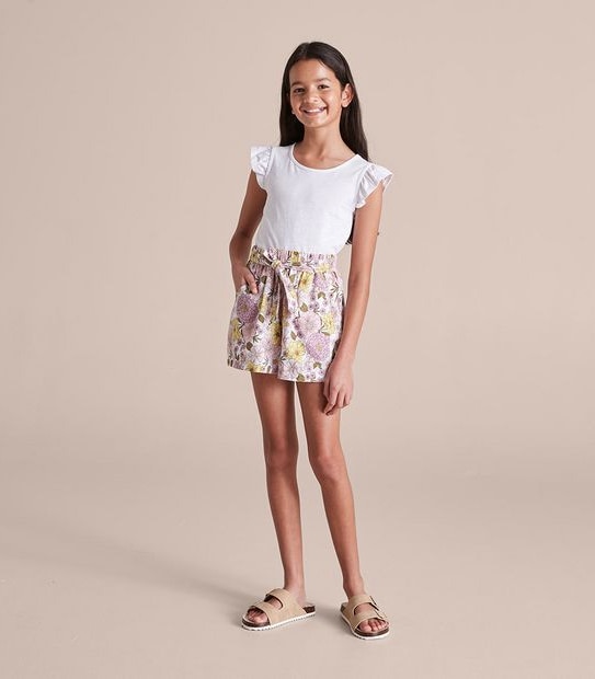 Linen Blend Tie Front Shorts