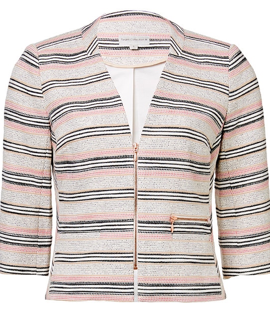 Stripe Boucle Crop Jacket