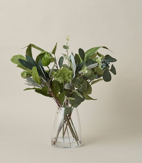 Faux Native Floral Arrangment in Glass Vase