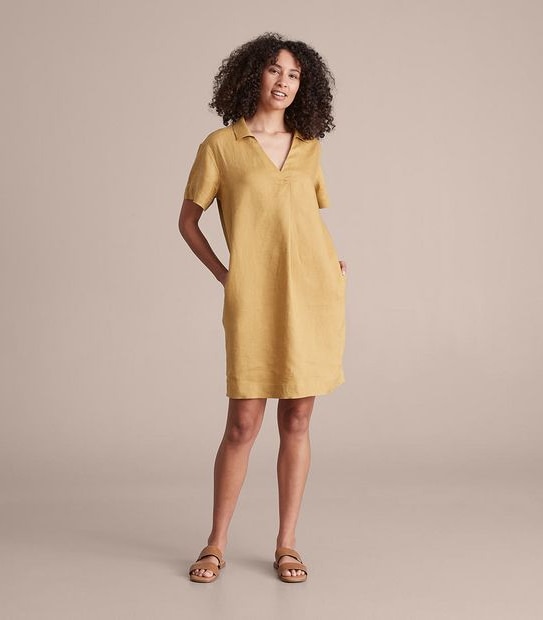 European Linen Popover Dress