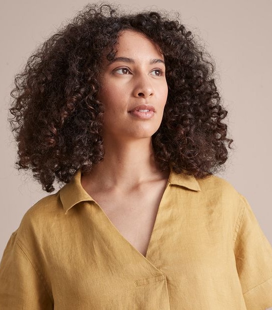 European Linen Popover Dress