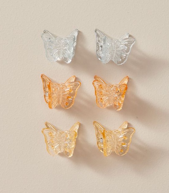 6 Pack Butterfly Mini Claw Clips