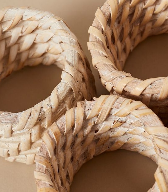 4 Pack Whitewashed Rattan Napkin Rings
