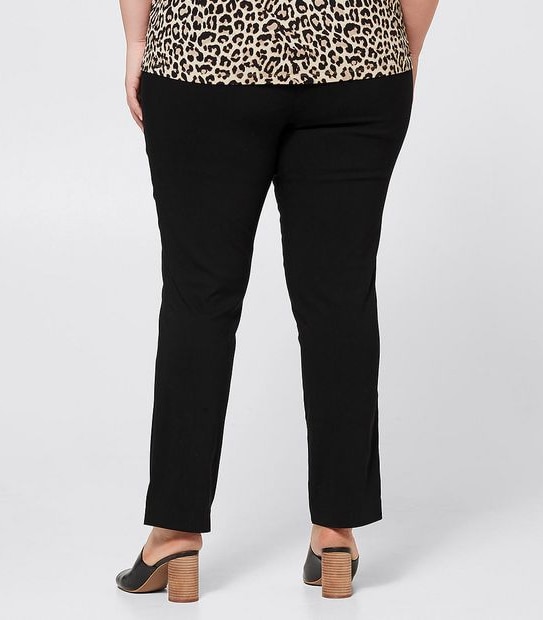 Belle Curve Straight Leg Bengaline Pants - Black