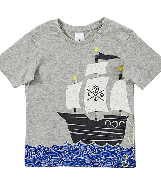 Boys' Short Sleeve Pirate Ship Print T-Shirt