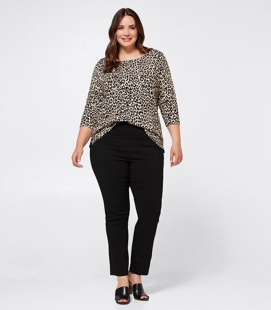 Belle Curve Straight Leg Bengaline Pants - Black