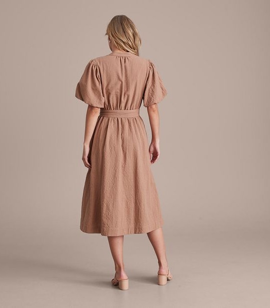 Preview Woven Button Through Midi Dress