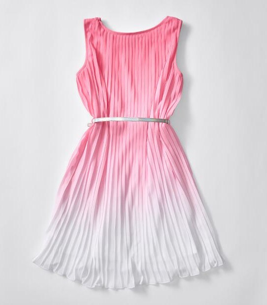 Ombre Pleat Dress With Belt