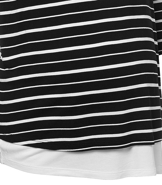 Maternity Layered Nursing Top - Black/ White