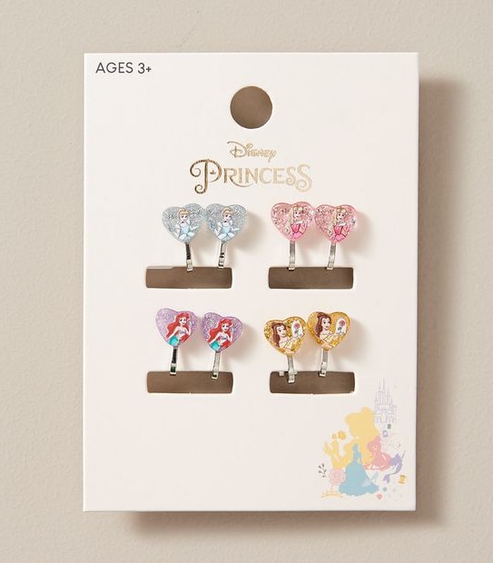 4 Pack Disney Princess Clip On Earrings