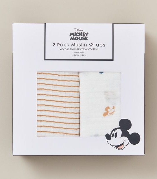 2 Pack Disney Bamboo Muslin Wraps