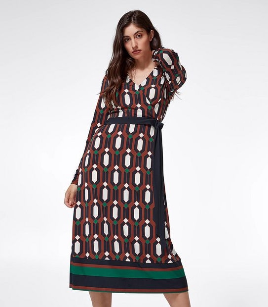 Preview Wrap Knit Dress -  Geo Print