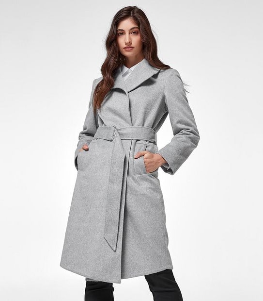 Preview Longline Wrap Coat - Silver Grey