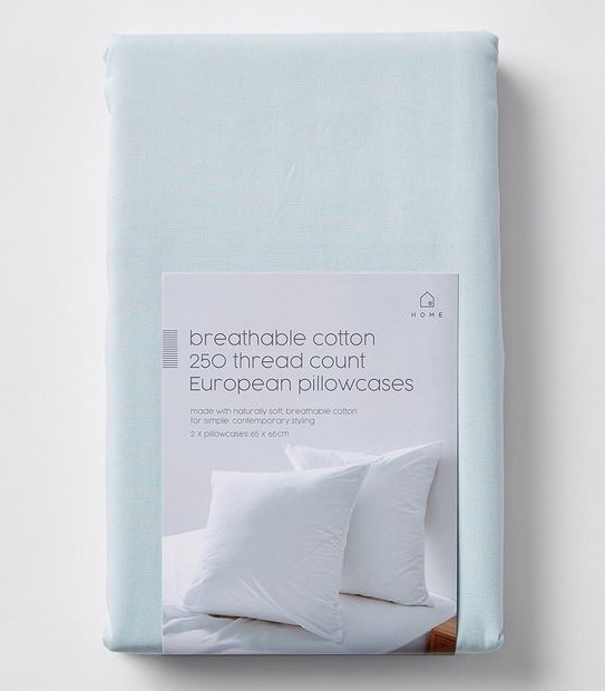 2 Pack 250 Thread Count Cotton European Pillowcases