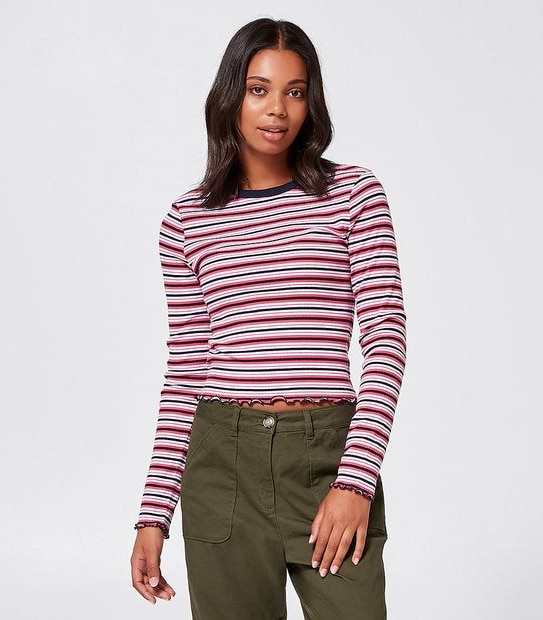 SBRN Lettuce Edge Retro Long Sleeve T-Shirt - Red Stripe