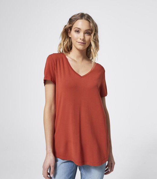 Modal/Elastane V-Neck T-Shirt